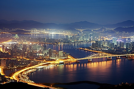 朝鲜背景图片_朝鲜首尔夜晚灯光璀璨