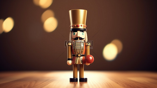 玩具士兵背景图片_经典玩具士兵胡桃夹子，用于圣诞装饰，具有充足的复制空间 3D 渲染插图