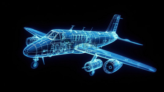 空气效果背景图片_以 3D 渲染的蓝色 X 射线视图中的飞机