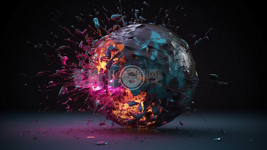 从黑暗的 3d 球体发出的充满活力的粒子描绘了信息传输和 5g 的快速技术概念速度