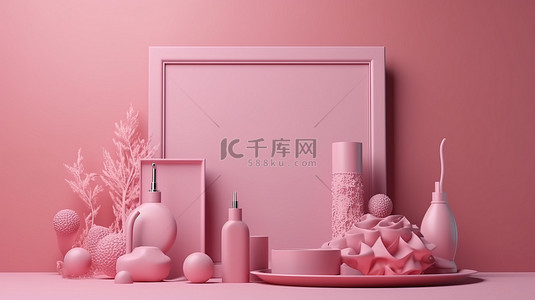 礼品广告背景图片_精美的粉色空白 3D 渲染，非常适合护肤品或盥洗用品广告