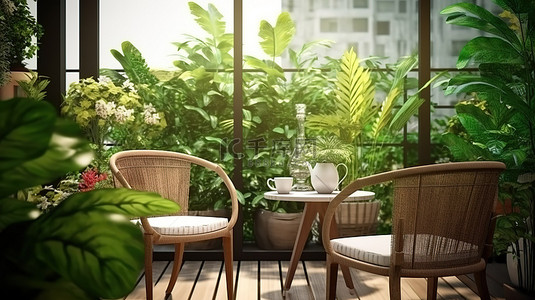 家里墙壁背景图片_3D 渲染的室内绿洲，您家里或咖啡馆的花园