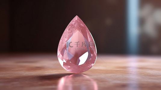 梨形玫瑰石英宝石的 3d 渲染