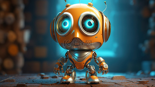 可爱的机器人背景图片_可爱的机器人 3D 插图