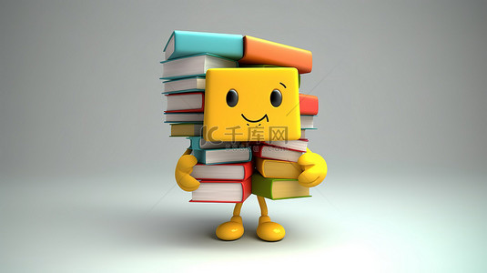 快乐的学习背景图片_快乐的 3D 人物愉快地携带书籍
