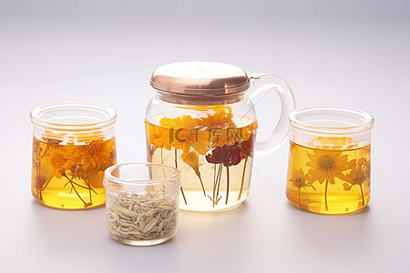 星空柠檬茶背景图片_玻璃杯绿茶茶罐用柠檬和蜂蜜