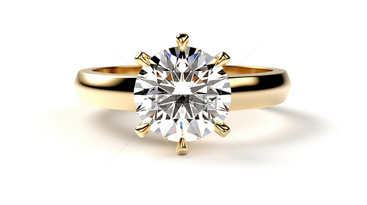 首饰设计展板背景图片_白色背景上金钻石戒指的豪华 3D 渲染