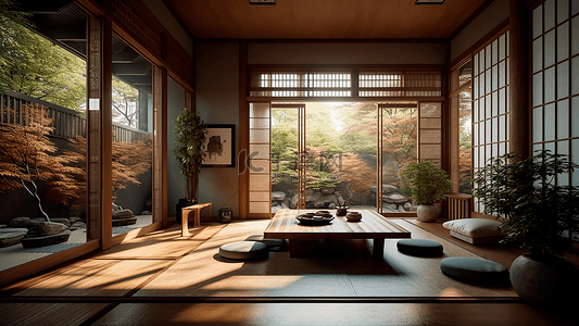 日式风格背景图背景图片_室内装修日式家具背景