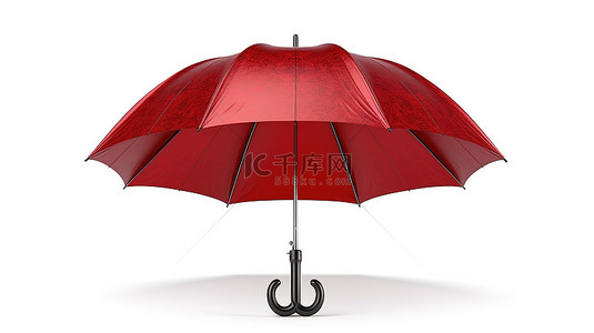 永恒而精致的红伞打开并隔离在白色背景 3D 渲染上