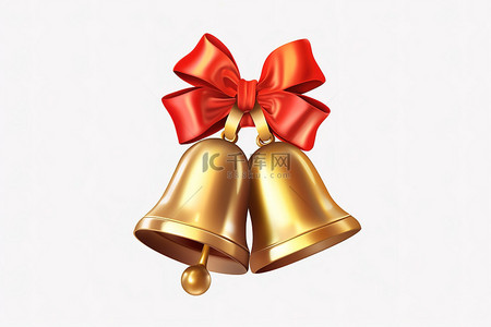 钟声背景图片_带着红色蝴蝶结的圣诞钟声 PNG 下载