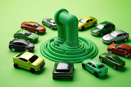 绿色的玩具背景图片_绿色燃油泵飞越一圈不同车型