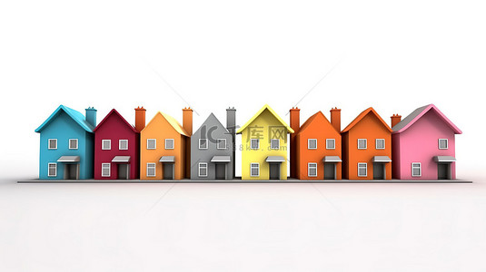 小家背景背景图片_白色背景上呈现的微型卡通房屋，具有 3D 渲染效果