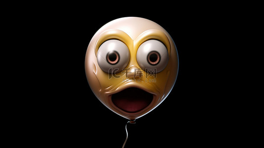 怪异的 3D 渲染卡通表情符号，睁大眼睛，张开嘴巴，非常适合万圣节气球