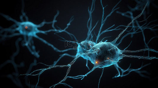 以 3d 呈现的神经元细胞的插图