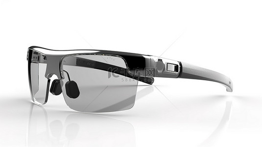 眼镜框logo背景图片_白色背景隔离智能眼镜的 3d 渲染