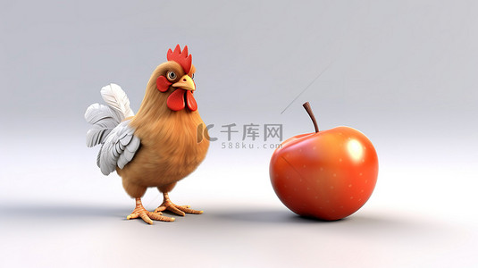 搞笑 3D 家禽抓苹果