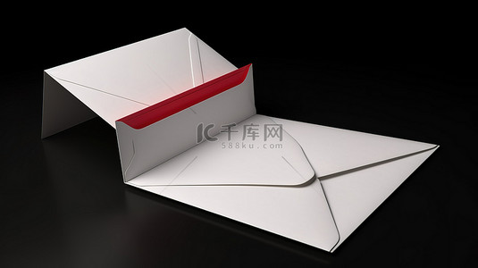 空白卡背景图片_3D 模型中的一张空白卡和一个打开的信封