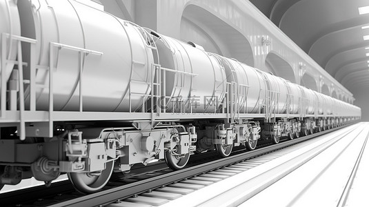 火车货运背景图片_用于铁路运输的货运列车上的空白色集装箱 3d 渲染