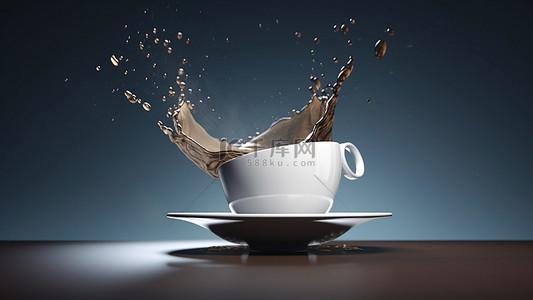流出的牛奶背景图片_咖啡饮品热饮碟子飞溅