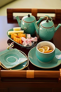 甜点背景图片_为普吉岛过夜客人提供的茶和甜点套装