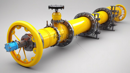 阀门生产背景图片_3d 中配备阀门的管道是动态石油和天然气行业的象征
