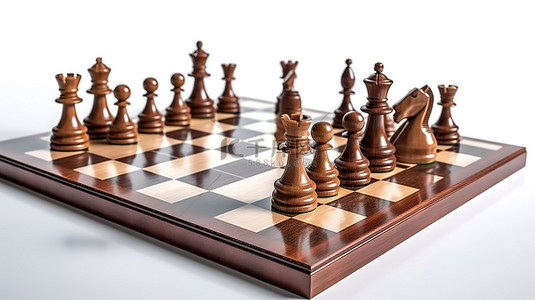象棋背景背景图片_从正面看白色背景上棋子的 3D 渲染