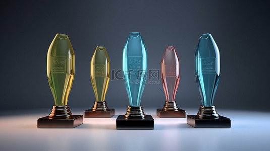 优胜者设计背景图片_玻璃奖杯模型作为奖品 3D 渲染，具有独立设计