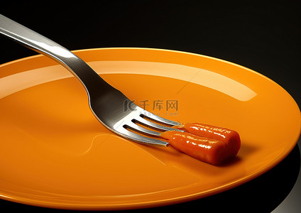 香肠放在桌子上方的叉子上