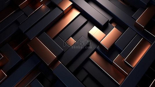 平面设计风格中带有深棕色线条的几何图案壁纸 3D 渲染