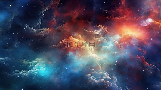 星星发光背景图片_抽象星空和发光星云的天体梦境 3D 插图