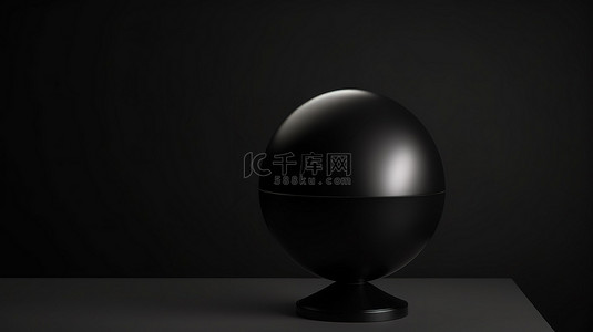 深色 3D 渲染中的产品展示架黑色半球