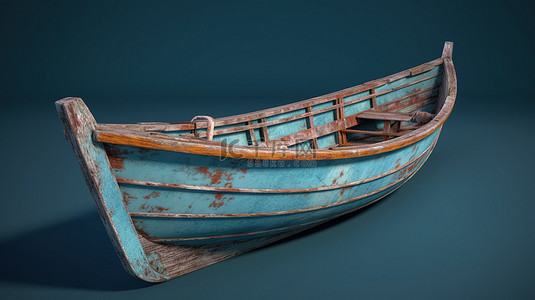 航海帆船背景图片_在 3d 渲染中隔离在蓝色老式划艇上