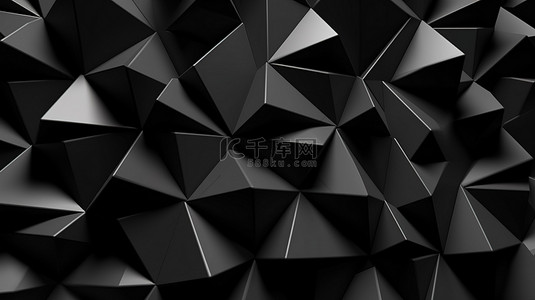 黑色背景金属背景图片_黑色背景上三角形图案的 3d 渲染
