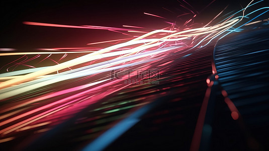 快速路背景图片_抽象快速移动条纹设计 3d 渲染中的发光光晕和高速运动模糊