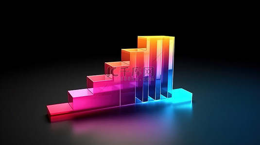 成功的楼梯 3D 插图描绘条形图增长业务发展和向上移动的步骤