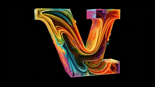 彩色线条风格字母 w 中现代字体字母表的抽象 3D 渲染