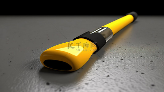 黄色和黑色橡胶处理的修整镘刀的 3D 渲染