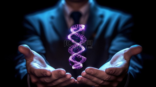 研究人员手绘背景图片_医学专业人员在孤立的 3D 渲染中掌握一簇含有 DNA 的染色体