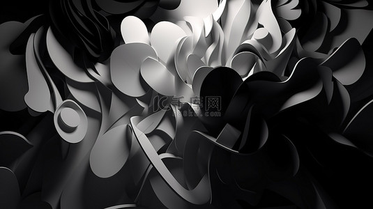 通过 3d 黑白剪纸渲染创建的抽象背景