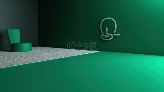 地板上带有 3d whatsapp 徽标的简约设计模板