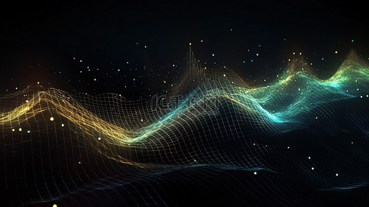 波點背景图片_3D 渲染的未来网络结构与点和线数字波抽象