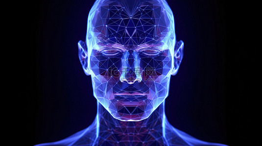 科技机器人脸背景图片_具有以太坊加密元素和全息技术的机器人头的抽象未来派 3D 渲染