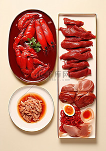 飞鱼鱼子背景图片_亚洲食品猪肉十件套