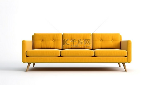 长沙方言背景图片_高级 3D 渲染长沙发在白色隔离背景图像上
