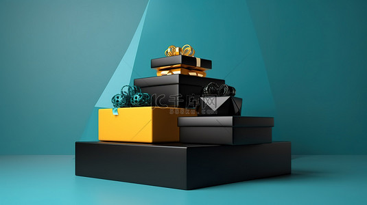 使用讲台和礼品盒的 3D 图形宣传您的产品