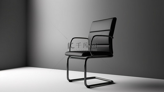 时尚现代办公椅，浅色背景金属框架 3D 渲染海报设计