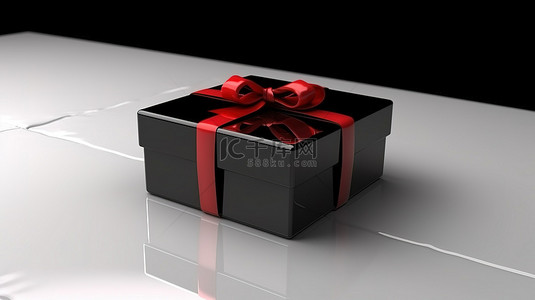 优雅的黑色礼品盒，饰有醒目的红丝带，非常适合黑色星期五或情人节