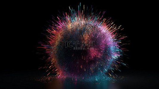 从代表下一代技术 i e 5g 中高速信息传输的暗 3d 球体发出的彩色粒子