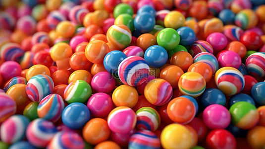 彩虹糖背景图片_3D 插图中充满活力的彩虹糖果非常适合背景和特写