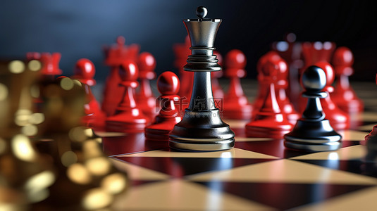 象棋游戏背景背景图片_车国际象棋横幅游戏的 3D 插图